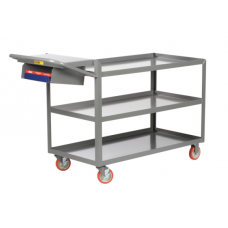 Little Giant 3-Shelf Order Picking Steel Cart - 3LGL-2436-WS-P-BK