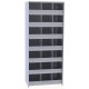 Hallowell 5536-12 Hi-Tech Metal Bin Starter Shelving – 36"W x 12"D x 87"H, 21 Bin Openings with 3" Front Lips