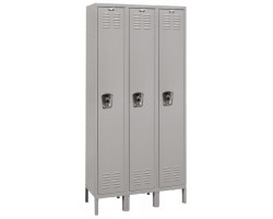 Hallowell U3258-1 Premium Steel Lockers – 3-Wide Single Tier Wardrobe Lockers, 12" W x 15" D x 72" H