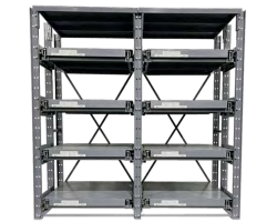 MECO Roll-Out Shelving Starter Unit RSR435-3 | Heavy-Duty 3-Shelf Steel Storage Rack