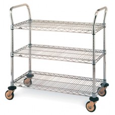 Metro 3-Shelf Stainless Steel Wire Lab Utility Cart - MW704