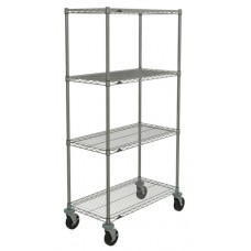 Metro 4-Shelf Chrome Plated Wire Shelf Stock Room Cart - N466EC