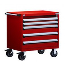 Rousseau 4-Drawer Modular Tool Cart with Roll-Out Shelf and Locking Drawers