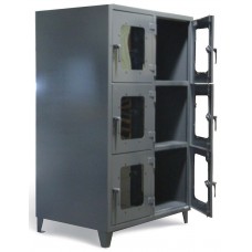 Strong Hold 4.66.9-6D-LD-240 6-Compartment Clear View Cabinet – Heavy-Duty Steel Storage with Lockable Doors