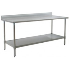 Eagle Group T2424SB-BS Budget Stainless Bench with Backsplash, Stainless Bottom Shelf and Legs