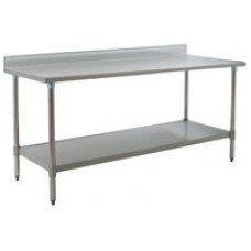 Eagle T2424SEB-BS Stainless Table-Backsplash, Stainless Legs-Shelf