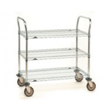 Metro 3-Shelf Super Erecta Stainless Steel Wire Utility Cart - 3SPN55PS