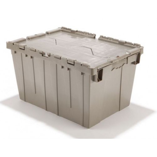 Heavy-Duty Plastic Tote w. Attached Lid - Storage Container