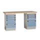 Rousseau Metal LG2201C Workbench - 2 Compact Cabinets