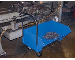 Vestil SLPT-33 Low Profile Hopper, 1/3 Yard, 1,000 lb Capacity, Rolling Scrap Hopper, Blue