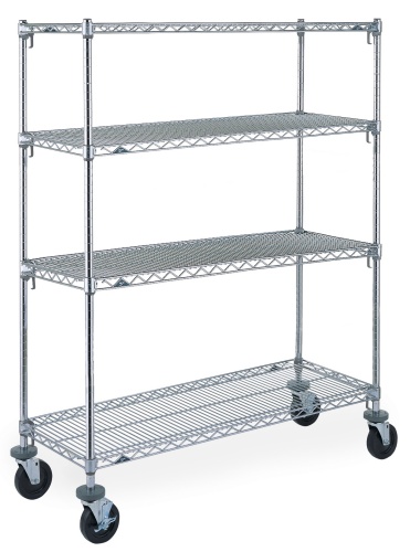 Metro 4-Shelf Super Adjustable Chrome Wire Shelf Stock Cart