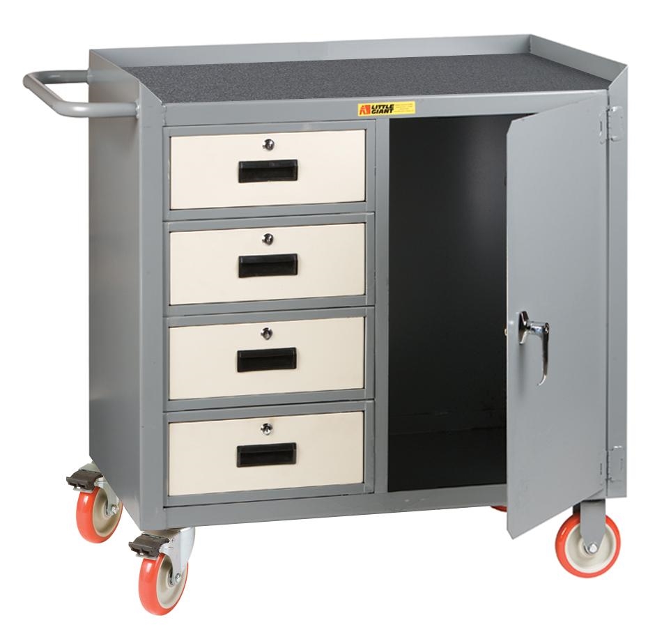 Little Giant 36 Inch Wide 4 Drawers Mobile Cabinets 1 Door