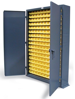 Plastic Tilt-Bins - Yellow Parts Bins for Deep Door Cabinets